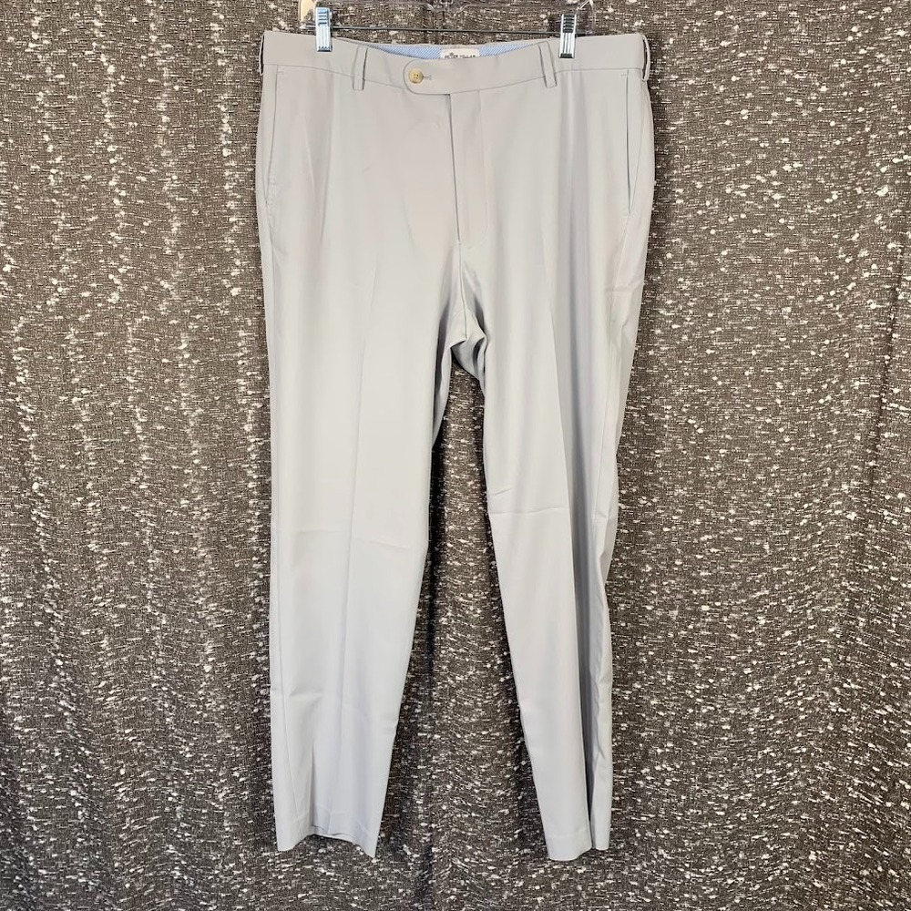 Peter Millar Durham High Drape Performance Pants Gray Chino Golf Prep Mens 36/32